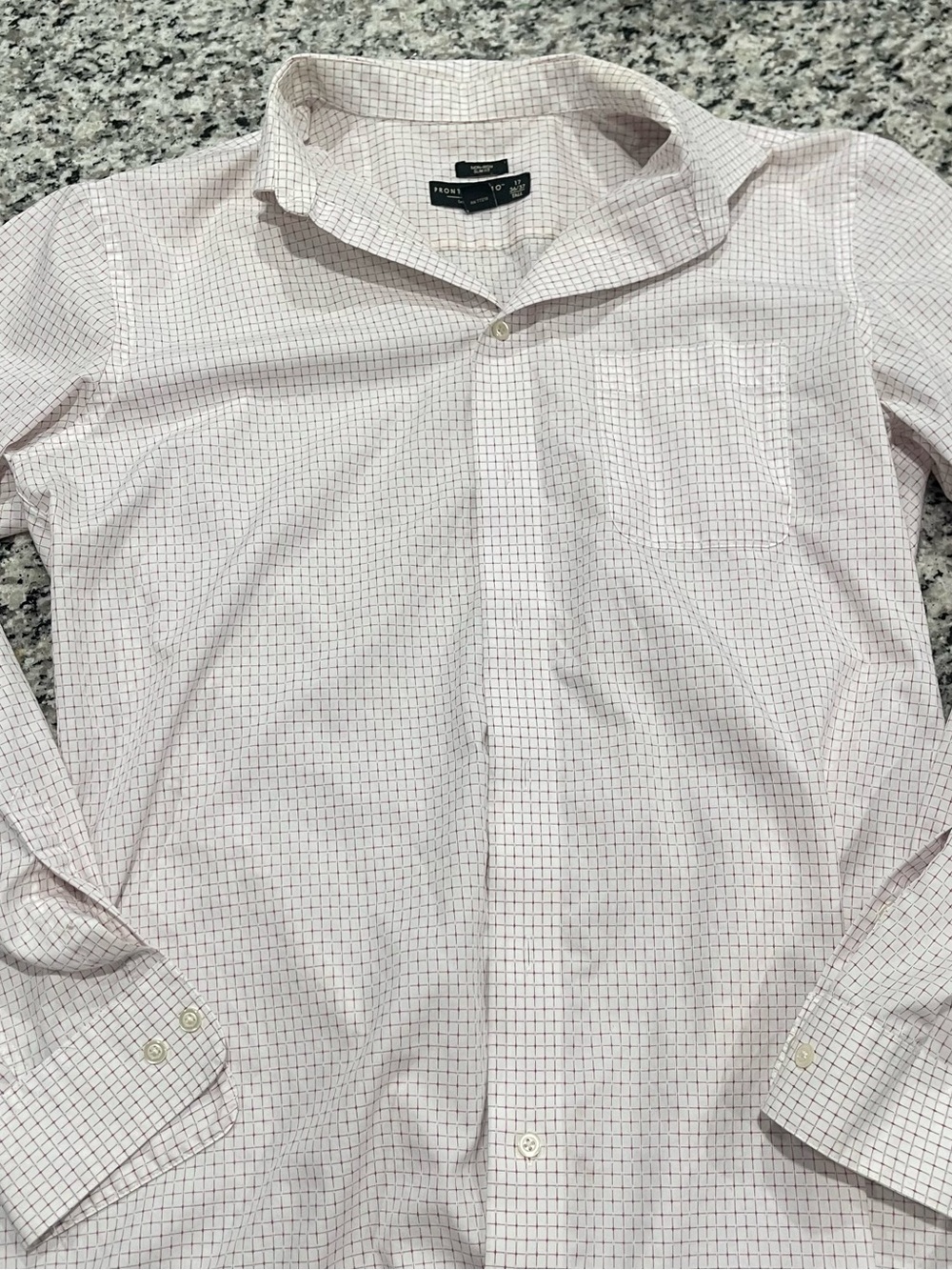 Pronto Uomo Light Pink Grid Dress Shirt | Size 17 36/37 Tall